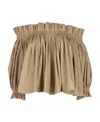 Dior Christian  Gather Puff-shoulder Cropped Blouse In Nude