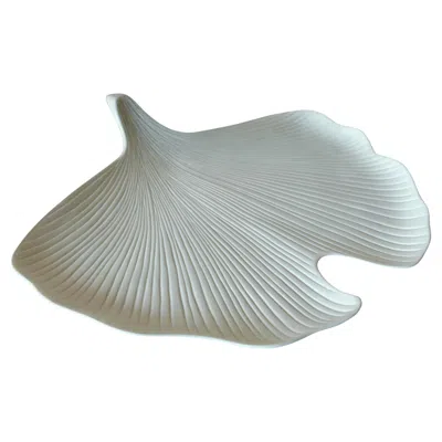 Pre-owned Dior Christian  Ginkgo Leaf Plate, Handmade Porcelain, Limoges, France In Gray