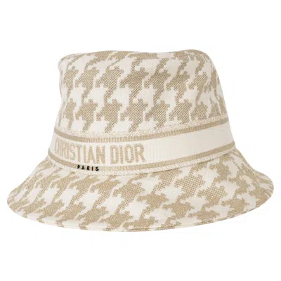 Pre-owned Dior Christian  Gold 2022 D-booy Houndstooth Bucket Hat 57