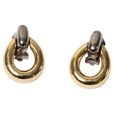 Pre-owned Dior Christian  Gold And Silver Tone Clip On Earrings In Multi
