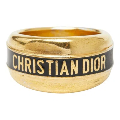 Pre-owned Dior Christian  Gold Black Band Ring () In Multi