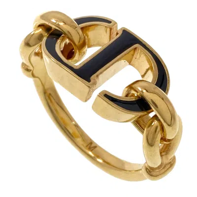 Pre-owned Dior Christian  Gold Black Gold Plating Band Ring () In Multi