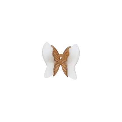 Pre-owned Dior Christian  Gold Clear Metal Band Ring ()
