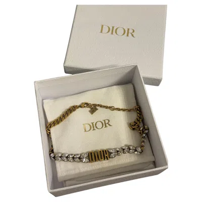 Pre-owned Dior Christian  Gold Dio(r)evolution Leaf Crystal Choker Necklace In Multi