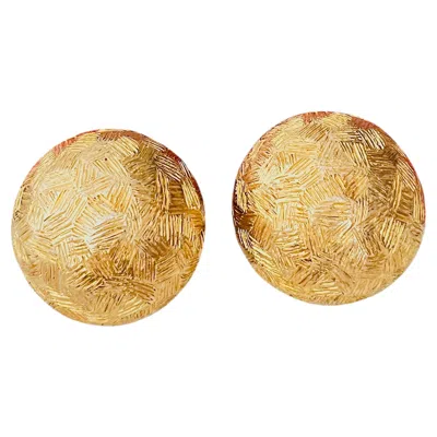 Pre-owned Dior Christian  Gold Extra Textured Large Circle Round Domed Chunky Earrings In Multiple