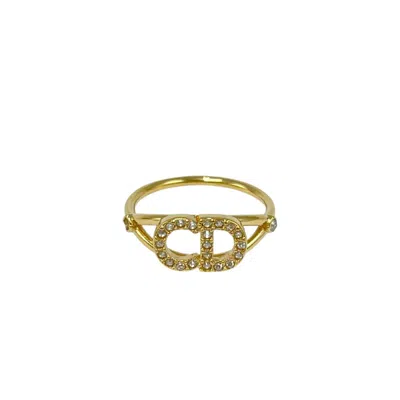 Pre-owned Dior Christian  Gold Gold Plating Band Ring ()