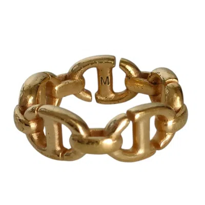 Pre-owned Dior Christian  Gold Gold Plating Metal Band Ring ()