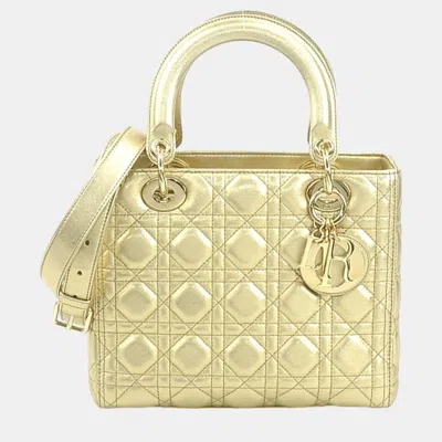 Pre-owned Dior Christian  Gold Lambskin Lady Handbag