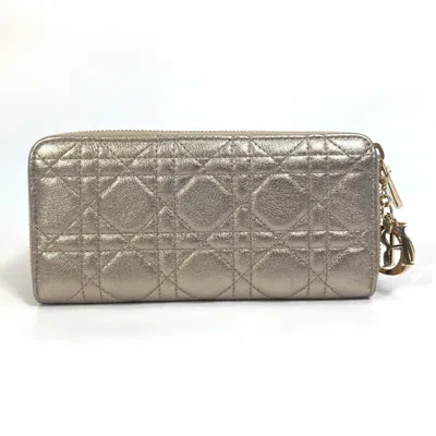 Pre-owned Dior Christian  Gold Leather Long Wallet (bi-fold) ()