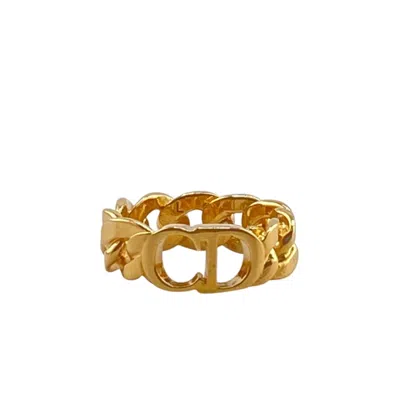 Pre-owned Dior Christian  Gold Metal Band Ring ()