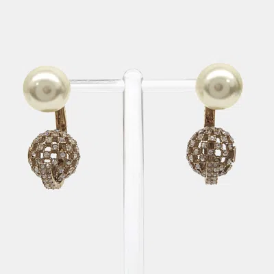 Pre-owned Dior Christian  Gold Pearls Tribal Earrings