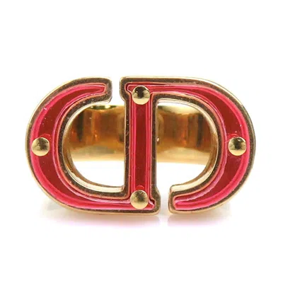 Pre-owned Dior Christian  Gold Pink Metal Band Ring () In Gold, Pink