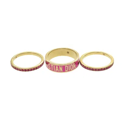 Pre-owned Dior Christian  Gold Pink Metal Band Ring () In Gold, Pink