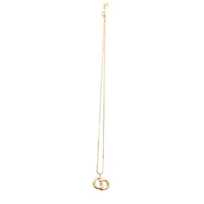 Pre-owned Dior Christian  Gold Plated Cd Pendant Necklace With Women's Chain ()