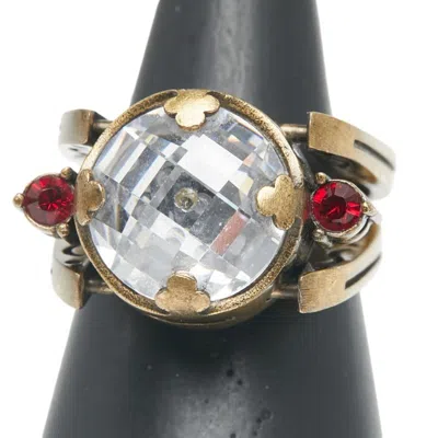 Pre-owned Dior Christian  Gold Red Color Gold Plating Band Ring ()
