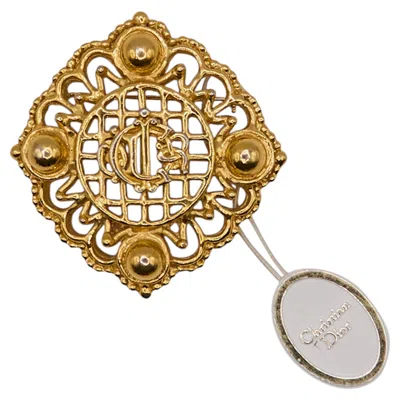 Pre-owned Dior Christian  Gold Tone Brooch, 1970s Vintage, Unisex, New In Box In Multi