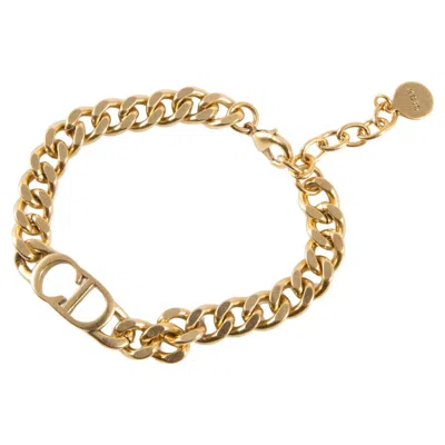 Pre-owned Dior Christian  Gold Tone Large Cd Chain Bracelet In Multi