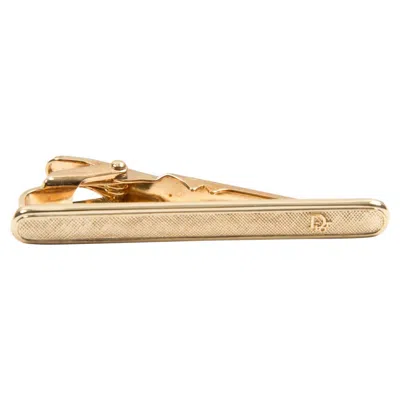 Pre-owned Dior Christian  Gold Tone Logo Stamp Tie Clip In Multi