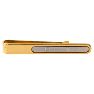 Pre-owned Dior Christian  Gold Tone Logo Tie Link In Multi