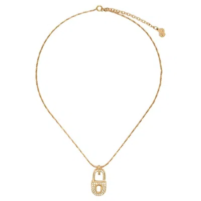 Dior Christian  Gold-tone Padlock Pendant Necklace