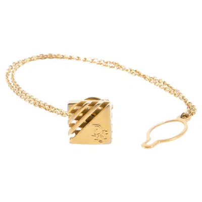 Pre-owned Dior Christian  Gold Tone Square Tie Tack Pin In Multi