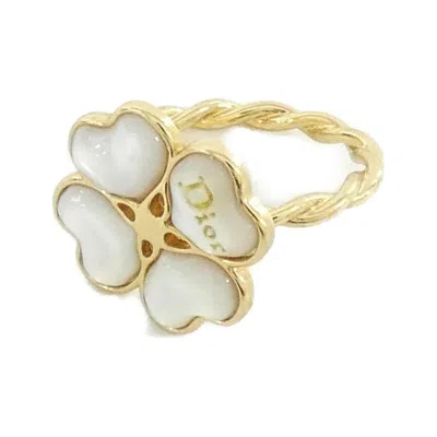 Pre-owned Dior Christian  Gold White Band Ring () In Gold, White