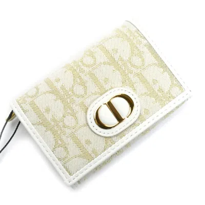 Pre-owned Dior Christian  Gold White Canvas Leather Coin Purse/coin Case () In Multi