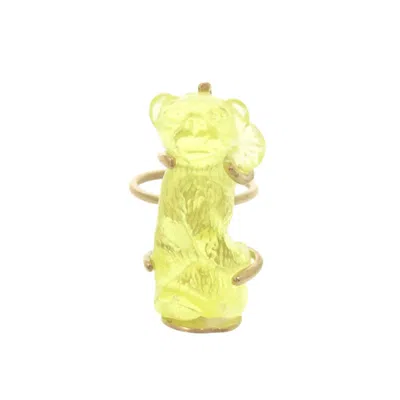 Pre-owned Dior Christian  Gold Yellow Metal Plastic Band Ring ()