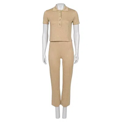 Pre-owned Dior Christian  Gold-tone Two-piece Suit Xs Never Worn Jacket Trousers In Beige