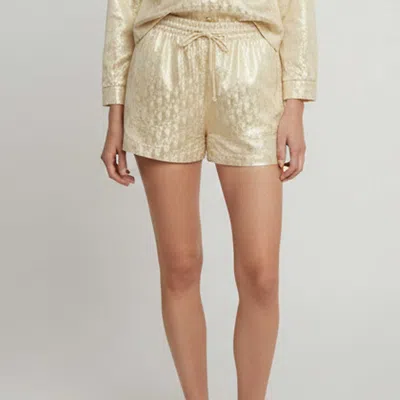 Pre-owned Dior Christian  Gold/white Metallic Oblique Jacquard Silk Blend Shorts S