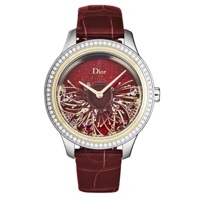 Dior Christian  Grand Bal Diamond Red Dial Ladies Watch Cd153b2x1007 In Red/silver Tone