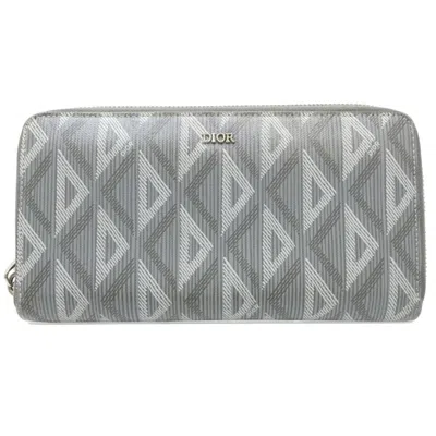 Pre-owned Dior Christian  Gray Canvas Long Wallet (bi-fold) ()