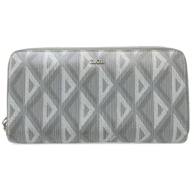 Pre-owned Dior Christian  Gray Canvas Long Wallet (bi-fold) ()