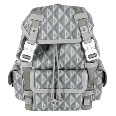Pre-owned Dior Christian  Gray Coated Canvas Leather Backpack ()