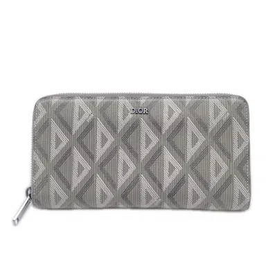 Pre-owned Dior Christian  Gray Coated Canvas Leather Long Wallet (bi-fold) ()
