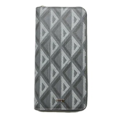 Pre-owned Dior Christian  Gray Coated Canvas Leather Long Wallet (bi-fold) ()