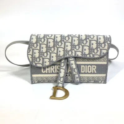 Pre-owned Dior Christian  Gray Jacquard Pouch Shoulder Bag ()