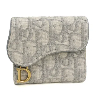 Pre-owned Dior Christian  Gray Jacquard Wallet (tri-fold) ()