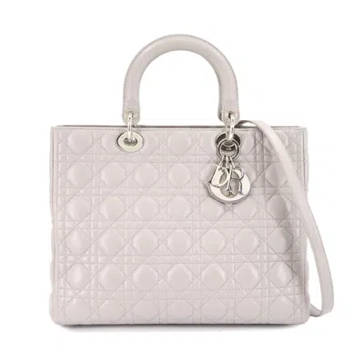 Pre-owned Dior Christian  Gray Leather Handbag Shoulder Bag ()