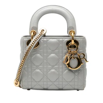 Pre-owned Dior Christian  Gray Leather Handbag Shoulder Bag ()