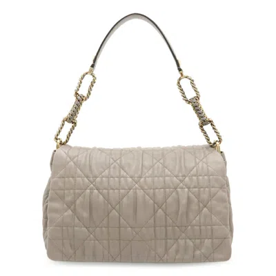Pre-owned Dior Christian  Gray Leather Shoulder Bag ()