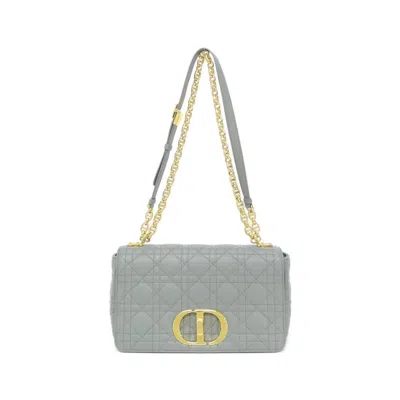 Pre-owned Dior Christian  Gray Leather Shoulder Bag ()
