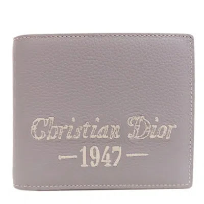 Pre-owned Dior Christian  Gray Leather Wallet (bi-fold) ()