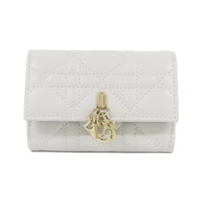 Pre-owned Dior Christian  Gray Leather Wallet (bi-fold) ()