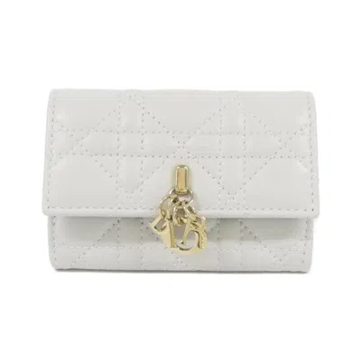 Pre-owned Dior Christian  Gray Leather Wallet (bi-fold) ()