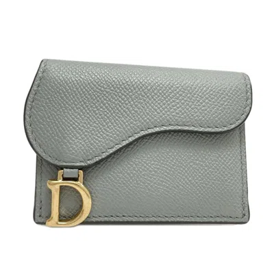 Pre-owned Dior Christian  Gray Leather Wallet (bi-fold) ()