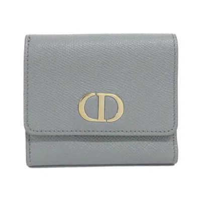 Pre-owned Dior Christian  Gray Leather Wallet (tri-fold) ()