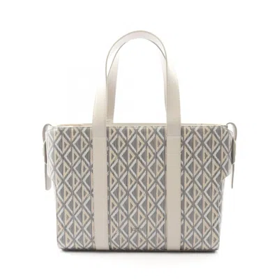 Pre-owned Dior Christian  Gray Multi-color Coated Canvas Leather Tote Bag ()