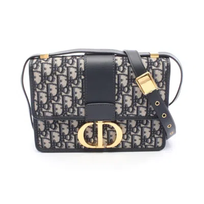 Pre-owned Dior Christian  Gray Navy Canvas Leather Shoulder Bag () In Multi