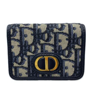Pre-owned Dior Christian  Gray Navy Canvas Wallet (tri-fold) () In Gray, Navy